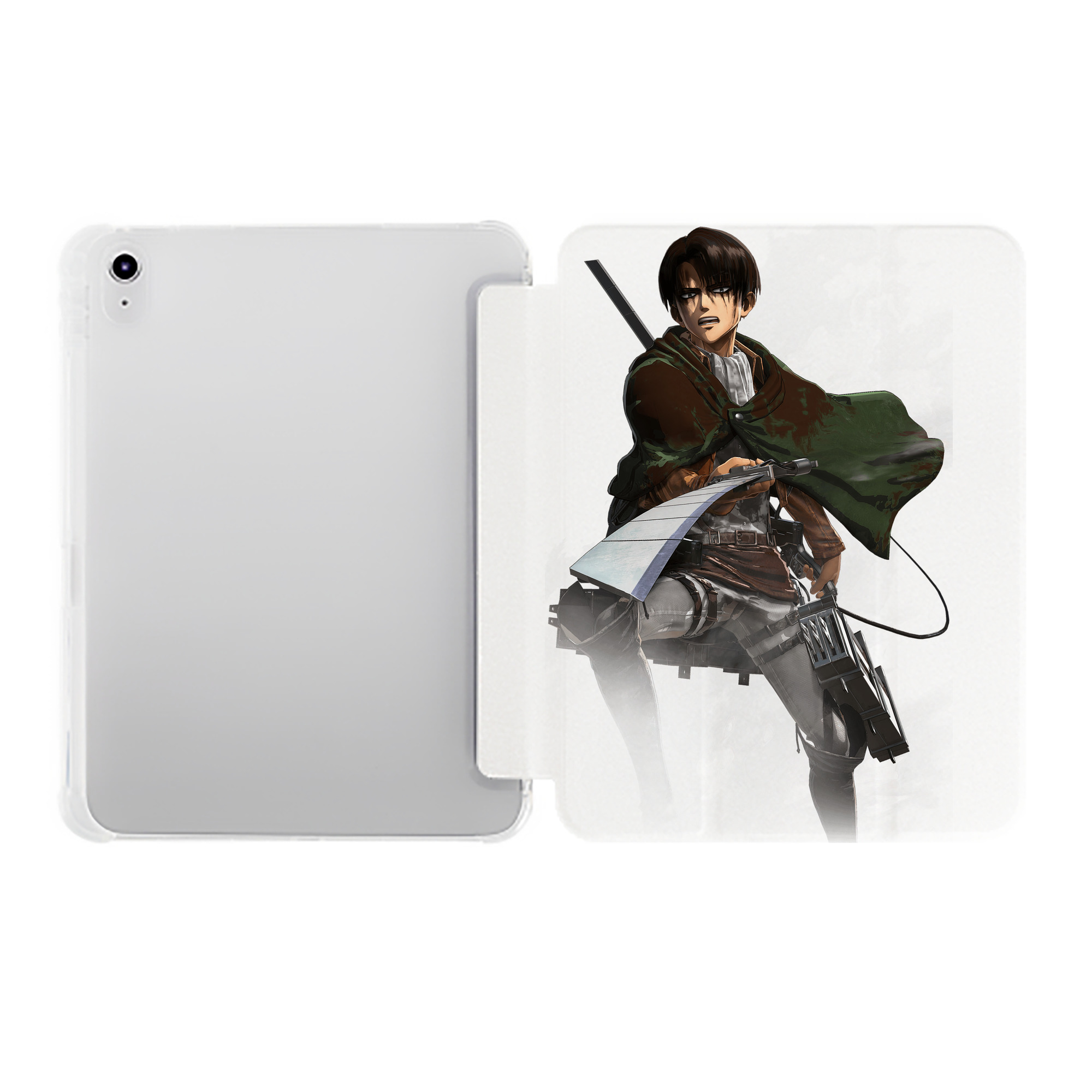 （画像用） 進撃の巨人 リヴァイ·アッカーマン Attack on Titan Levi Ackerman IPad ケース ペン収納付き 三つ折りスタンド PUレザー×シリコン 対応機種9.5/10.5/10.9インチ